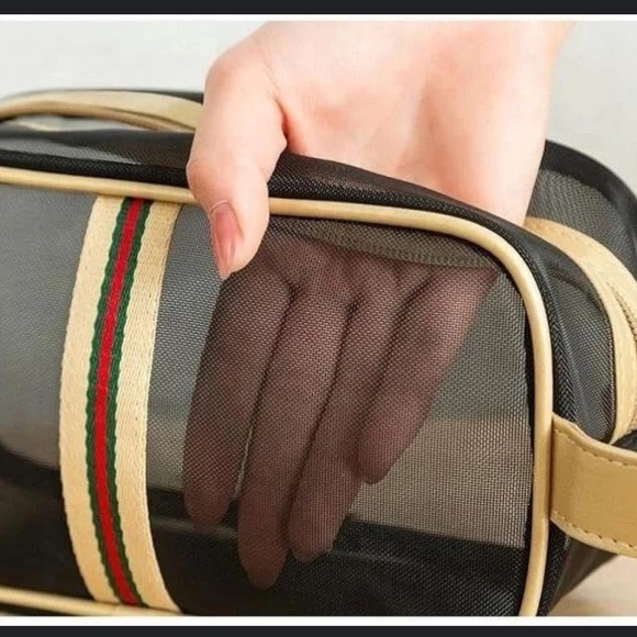 Transparent Travel Bag with Black and Gold Accents - Picture 3 of 3